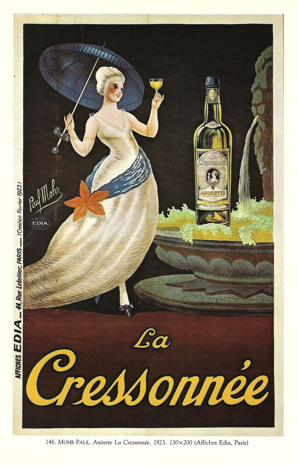 Antique French  ALCOHOL advertising  poster  by Paul Mohr