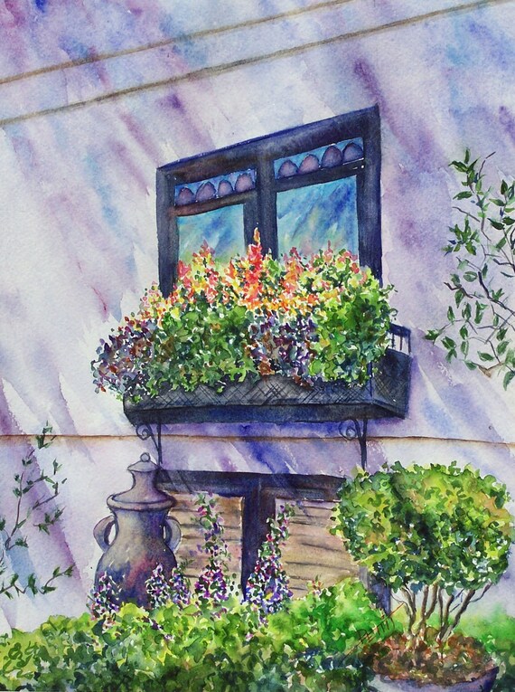 Items similar to Window with Flower Box, Savannah, Early Evening ...