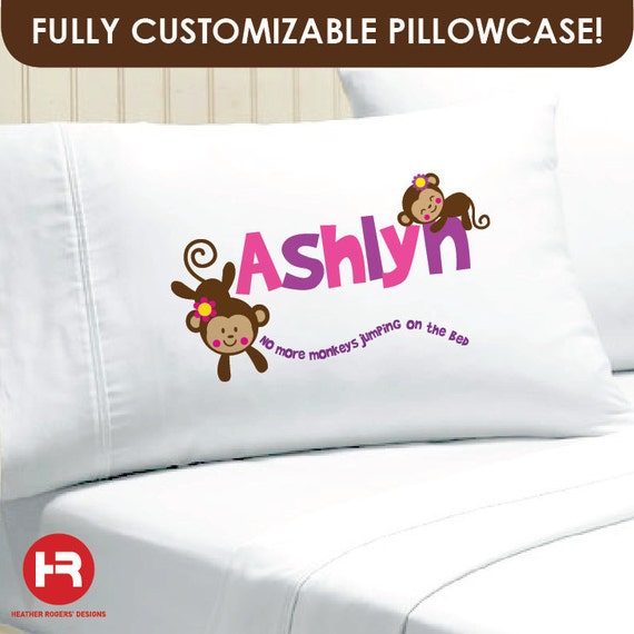 Monkey Pillow case No More Monkeys Jumping on the Bed Monkey