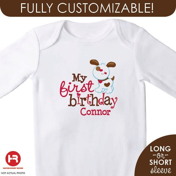 Puppy Dog Birthday Shirt Personalized by HeatherRogersDesigns