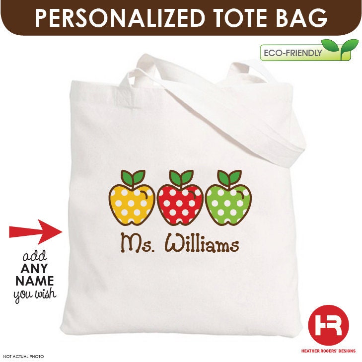 personalized Teacher Tote Bag Teacher by HeatherRogersDesigns