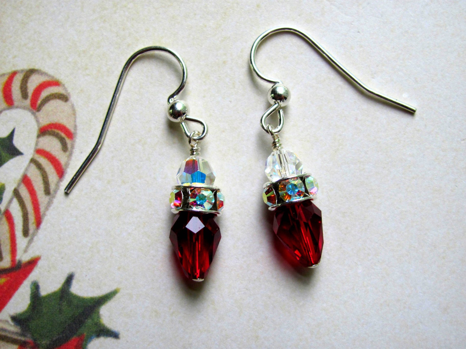 Christmas Lights Earrings Holiday Earrings Swarovski