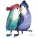 Lovebirds in Bobble Hats - A4 Print