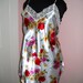 Vintage 1980's LIngerie Satin Bias Cut FREE SHIPPING Flowered Chemise Victoria's Secret Size L - Say It with Flowers - VL54