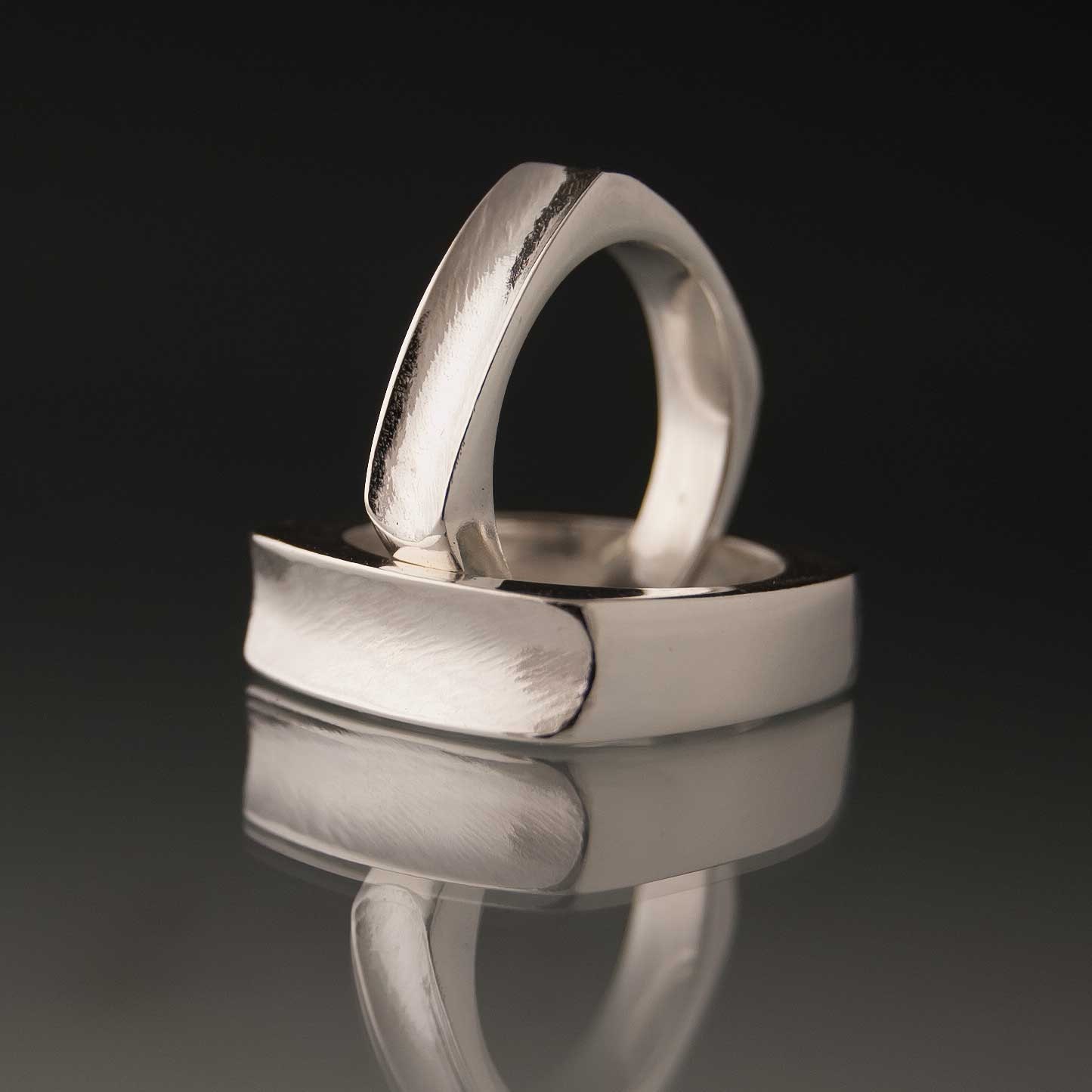 Groove Square Wedding Ring set in Sterling by NodeformWeddings