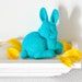 Glittery Bunny Rabbit in Aqua Blue for Boy Nursery Decor, Spring Baby Shower Table Settings, Birthday Party or Home Decorations