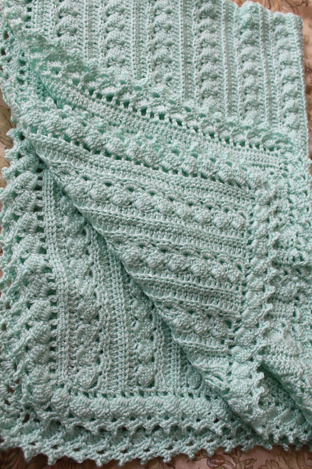 Baby blanket crochet cable design super soft by BABYTUCKERSbyBarb