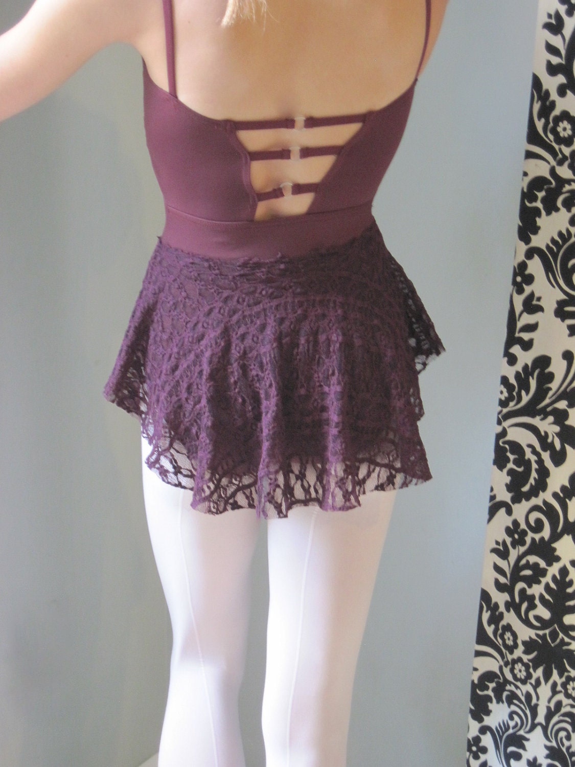 Wine Color Lace Ballet Skirt