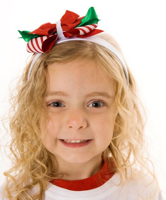 Treasured Treat Headband - Christmas or Holiday - Red, Green & White: Fits toddler to adult - Cutie Patootie Designz Il_570xn