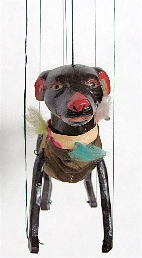 Dog Puppet Vintage Brown Dog 7 Tall X
