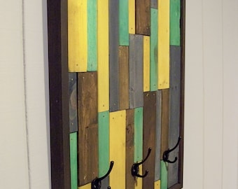 ON SALE - Reclaimed Wood Coat Rack (Yellow, Turquoise, Blue, Brown)