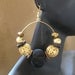 Small Gold Filigree, Black Mesh Beaded Hoop Earrings