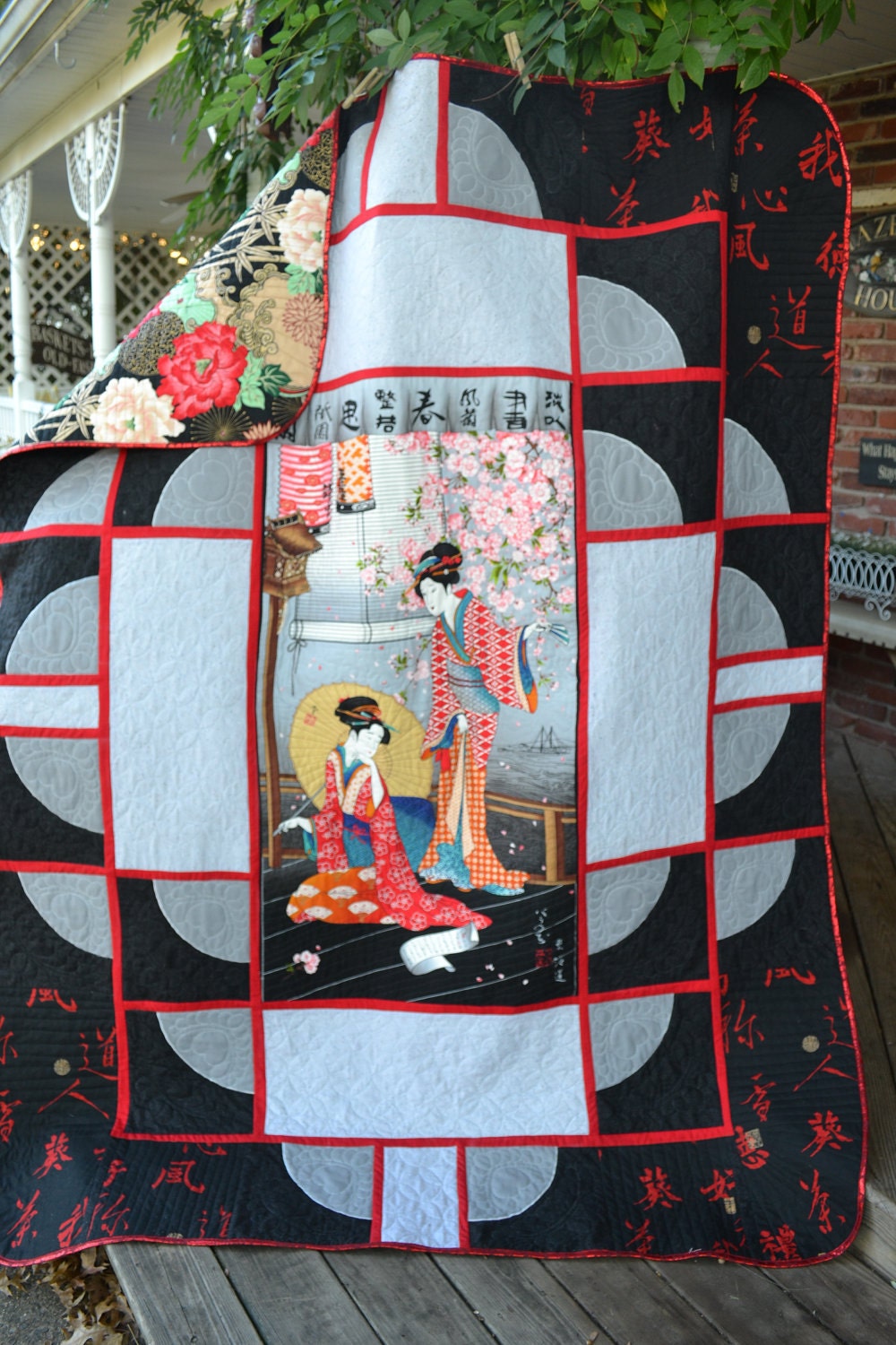 Handmade Quilt Oriental Japanese Geisha by TrueloveQuiltsForYou