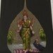 Goddess Indian Painting Lakshmi Deity Peepal Leaf Bodhi Tree Sacred Hindu Hand Painted Kerala India Souvenir Card Folk Art FREE Ship
