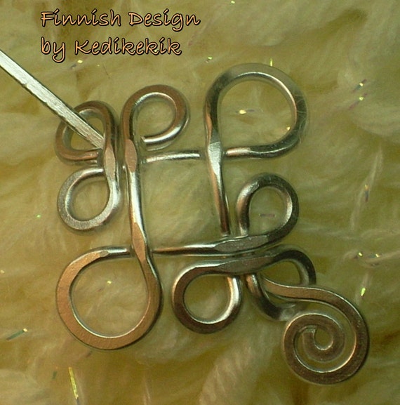 Tiny Adorable Celtic Brooch, Hair Pin or Shawl Pin made with Aluminum Wire - Very Light to Wear - Elegant and Decorative Pin/Brooch