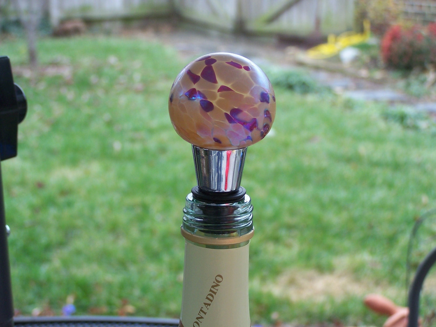 Wine Stopper Hand Blown Glass Wine and Cheddar
