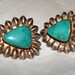 CAST STERLING ROYSTON Turquoise Navajo Earrings .. Old Pawn .. c1950