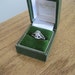 Vintage silver and CZ stone jewelry ring size 6, with vintage gift box. 14k.