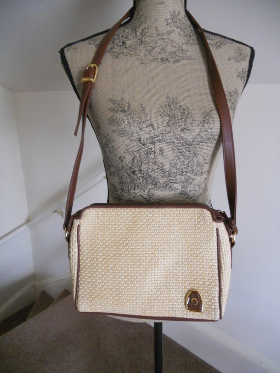 Vintage Purse Etienne Aigner Woven Straw Shoulder Bag Handbag