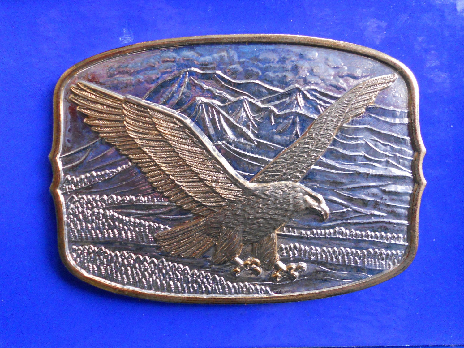 Vintage Belt Buckle American Eagle 24 Karat Gold by LuluandGandore