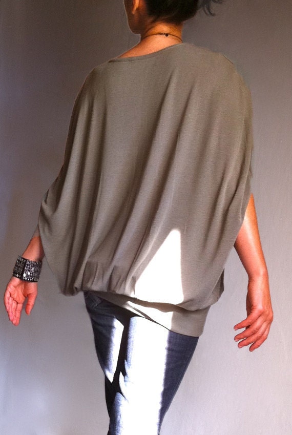 olive green off the shoulder shirt