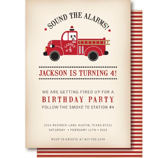 Fire Engine Party Invitations 3