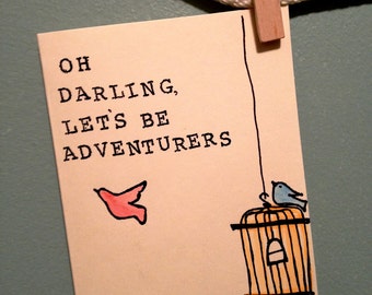 Lets be adventurers. oh darling. Love card. Anniversary card. Bird cage. - il_340x270.347226725