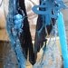 Turquoise Black Feather Dangle Earrings/ Upcycled Silk Leather Feather Fiber Earrings Long