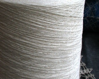 Organic Linen White Yarn Thread on cone 56 tex x 2 filament / 56 tex x 3 filament