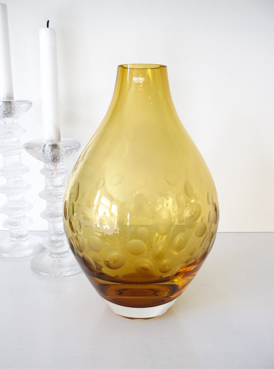 Large Mod Krosno Art Glass Vase SALE