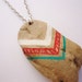 Driftwood Necklace, Chevron Patterns in White, Red and Teal