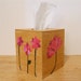 Tissue Box Holder, Wood, Recycled Decoupage Collage Flowers, Pink and Magenta
