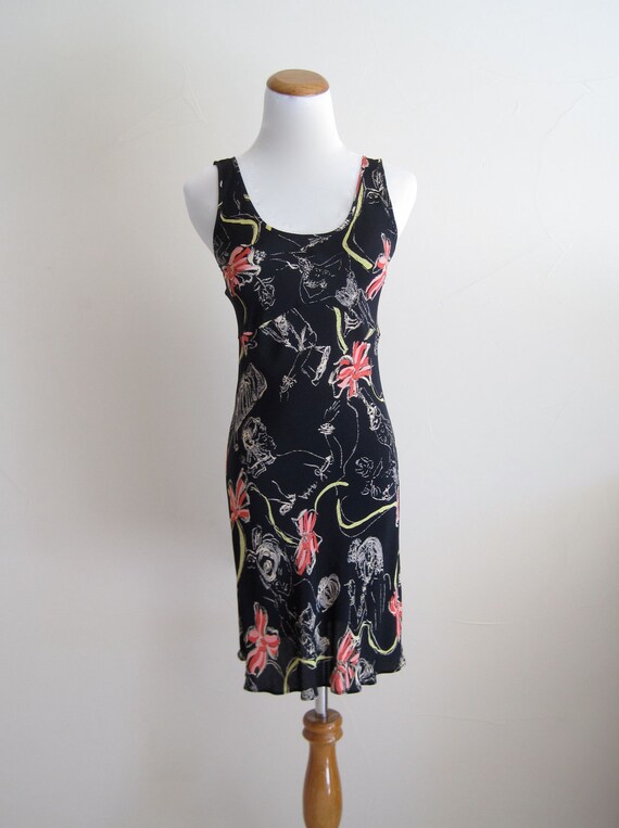 Vintage Dress Betsey Johnson Dress Black Dress Floral Dress