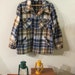 Vintage Mens WOOLRICH Flannel Jacket - Vintage Mens Wool Shirt - Forest Green Navy Blue Creme Ivory Plaid - Lumberjack - Mens XL 51 52 Chest