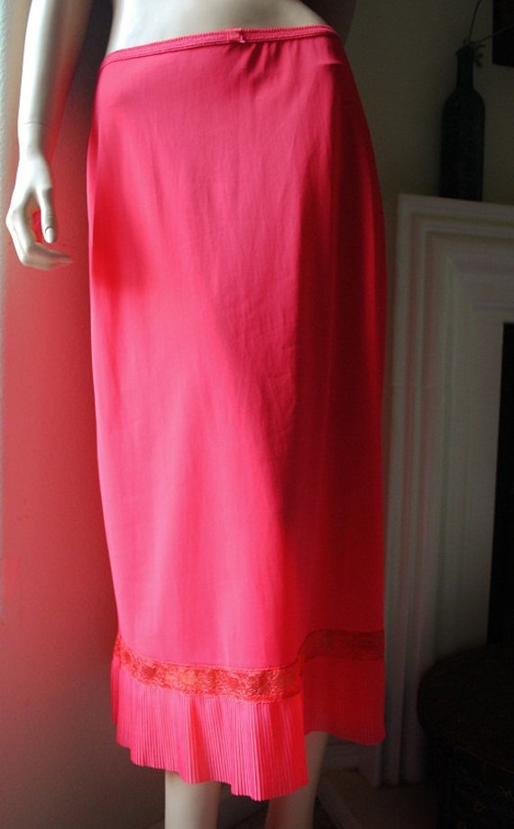 Vintage Red Nylon Pleated Hem Half Slip by VintageRosebudBoutiq