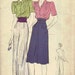 RESERVED Vogue 1940s Sewing Pattern Wide Leg Pants Pleats Bishop Sleeves Blouse Button Front Shirt Bust 32 Uncut FF