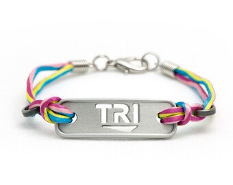 TRI Triathlon Bracelet - Black, Multi or Pink, ATHLETE INSPIRED, Tri Jewelry, Gifts for Triathletes, Triathlon Gifts, Triathlon Jewelry
