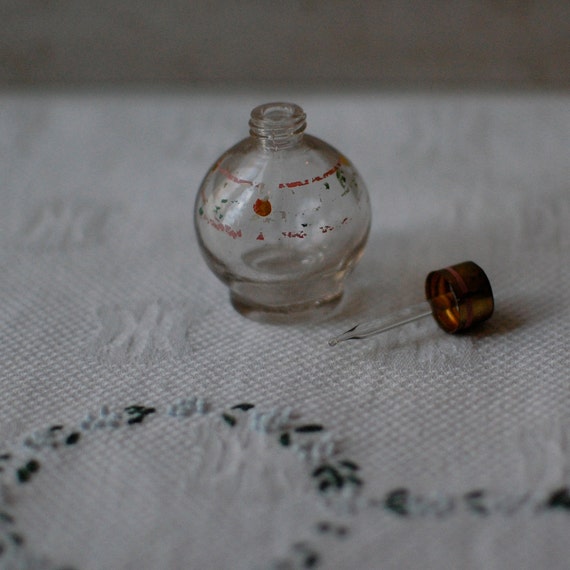 Perfume Bottle Glass Dropper Vintage Round by stonebridgeworks