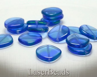 Marine Blue and Sea Green Flat Round Czech Glass Beads 21mm (6) last