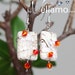 Fire and Snow, white turquoise rectangular earrings with sterling silver wire and fire color Swarovski crystals, 25mm x 18mm, one of a kind