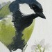 Chickadee Bird Painting, Great Tit, framed original watercolor painting - bird-lover gift, vintage frame
