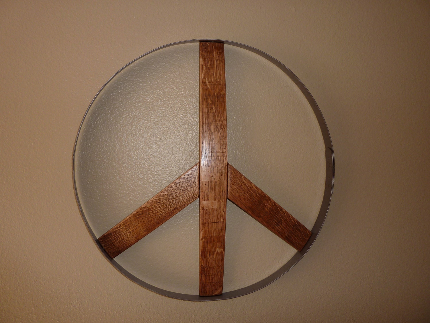 Wine barrel hoop peace sign Wine barrel hoop peace sign