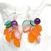 Purple and Orange Dangle Earrings, Leaf Earrings, Nature Jewelry, Summer Fashion