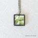 Avocado Green and Brown Leaves Pressed Flower Botanical Vintage Wallpaper Pendant Necklace, Soldered Glass, Bridesmaids, Summer Jewelry
