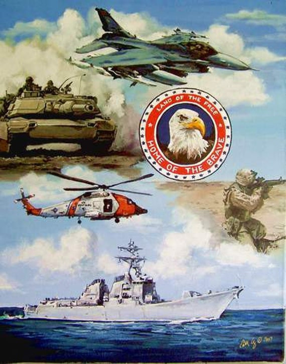 Armed Forces, Patriotic art, Military art, Americana prints