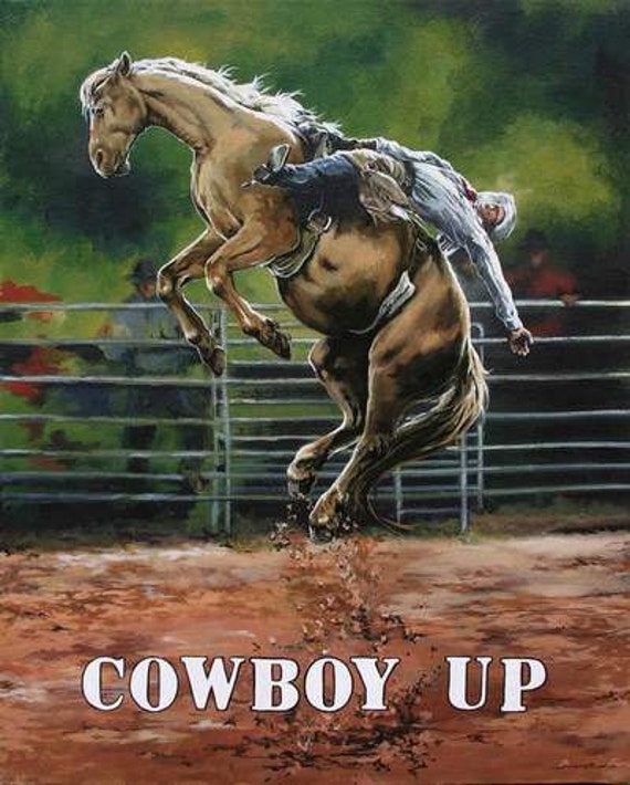 Rodeo art bronc riding rustic wall decor archival prints