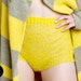 knitted shorts panties transparent bulky mohair wool yellow theknitkid