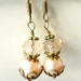 Peach Earrings Vintage earrings pearl and crystal pale pastel peach