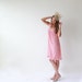 Pink short summer dress, Knee length dress, Pink dress