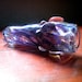 Exquisite Honeycomb Roots Blended Purple Push Bowl Chillum - Color Changer - Handblown Glass